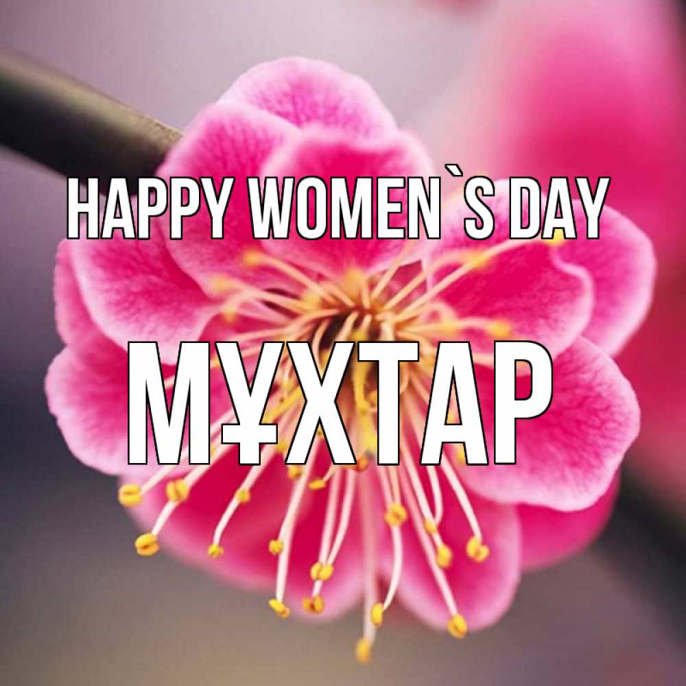 Greetings card с именем, МҰХТАР happy women`s day цветы Greetings with text for free download 